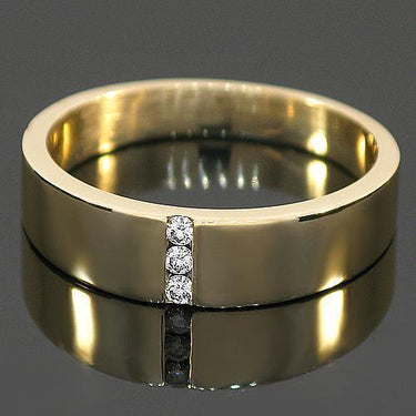14K Yellow Solid Gold Mens Diamond Wedding Ring Band 0.15 Ctw